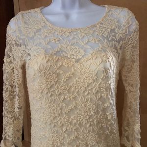 Cream lace dress with illusive neck